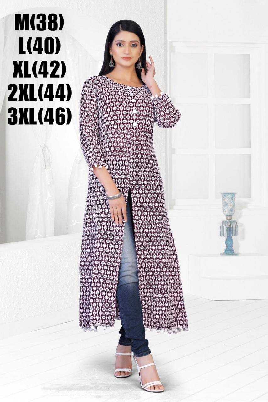 YNF FAUX GEORGETTE RPDF 1075 WHOLESALE KURTI MANUFACTURER